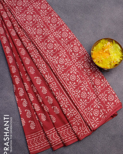 Pashmina silk saree maroon with butta prints and printed border