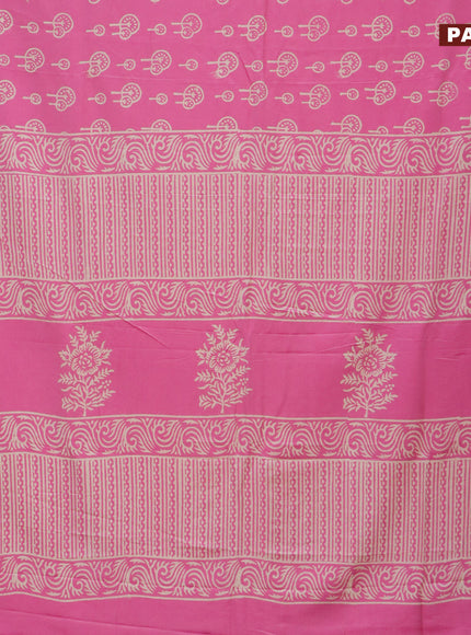 Pashmina silk saree pink with butta prints and printed border