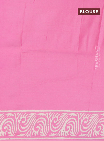 Pashmina silk saree pink with butta prints and printed border