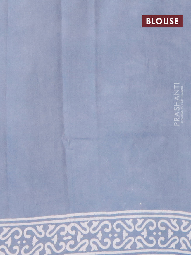 Pashmina silk saree pastel grey with allover prints and printed border