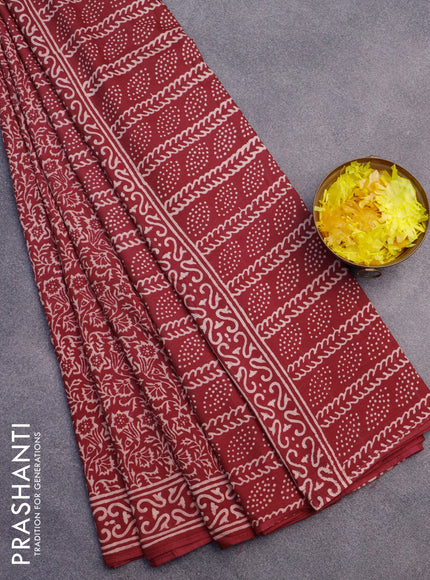 Pashmina silk saree maroon shade with allover prints and printed border