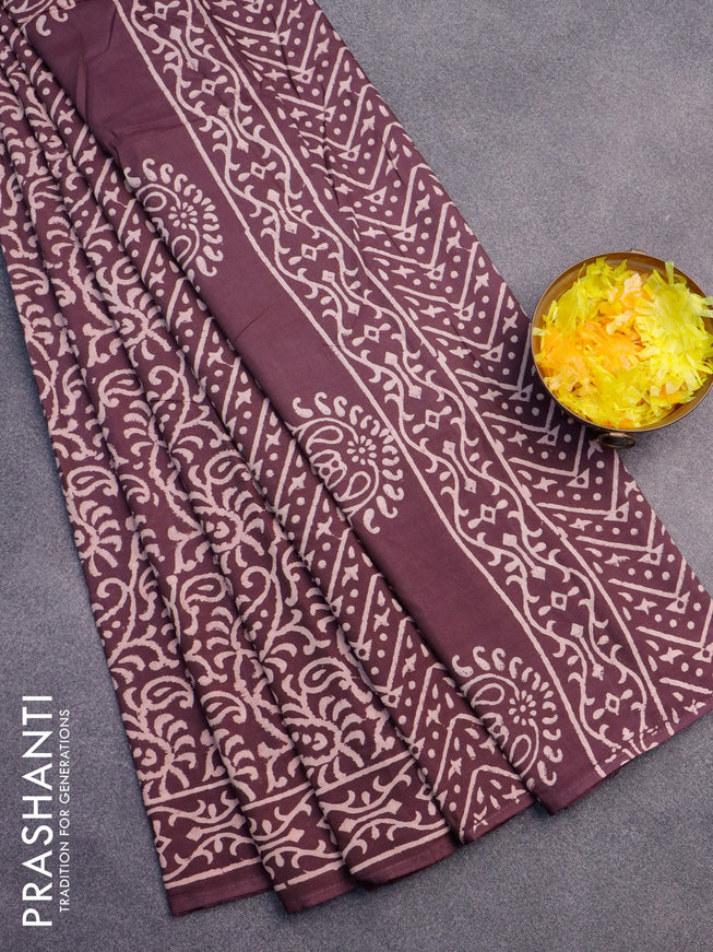 Pashmina silk saree wine shade with allover prints and printed border