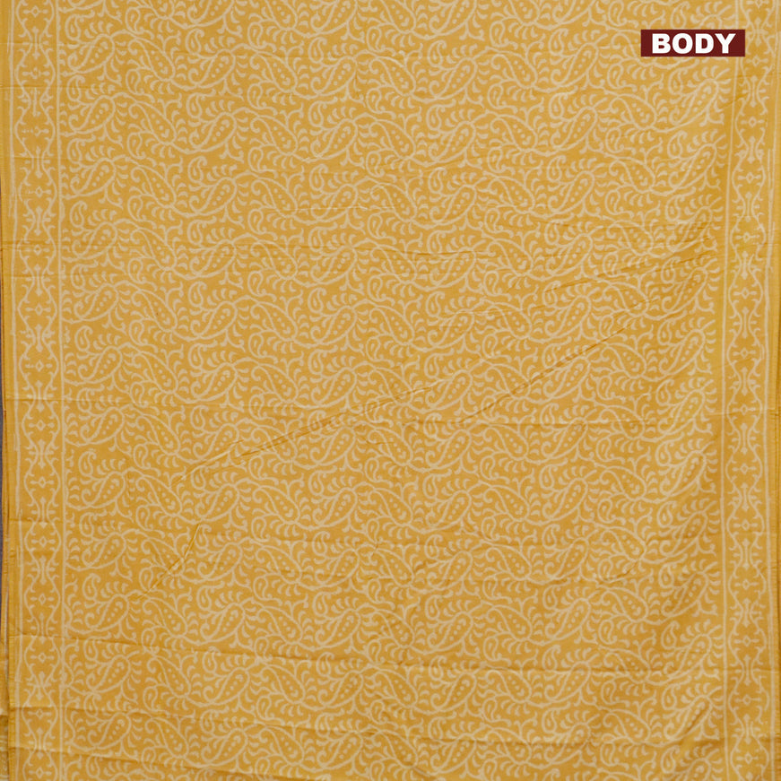 Pashmina silk saree yellow with allover prints and printed border