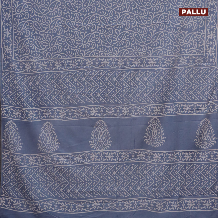 Pashmina silk saree grey with allover prints and printed border
