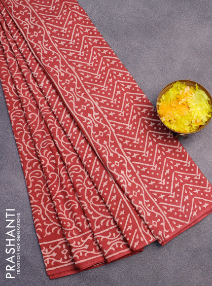 Pashmina silk saree maroon with allover prints and printed border