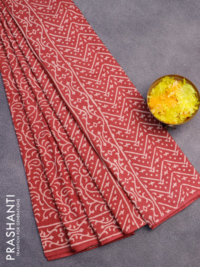 Pashmina silk saree maroon with allover prints and printed border