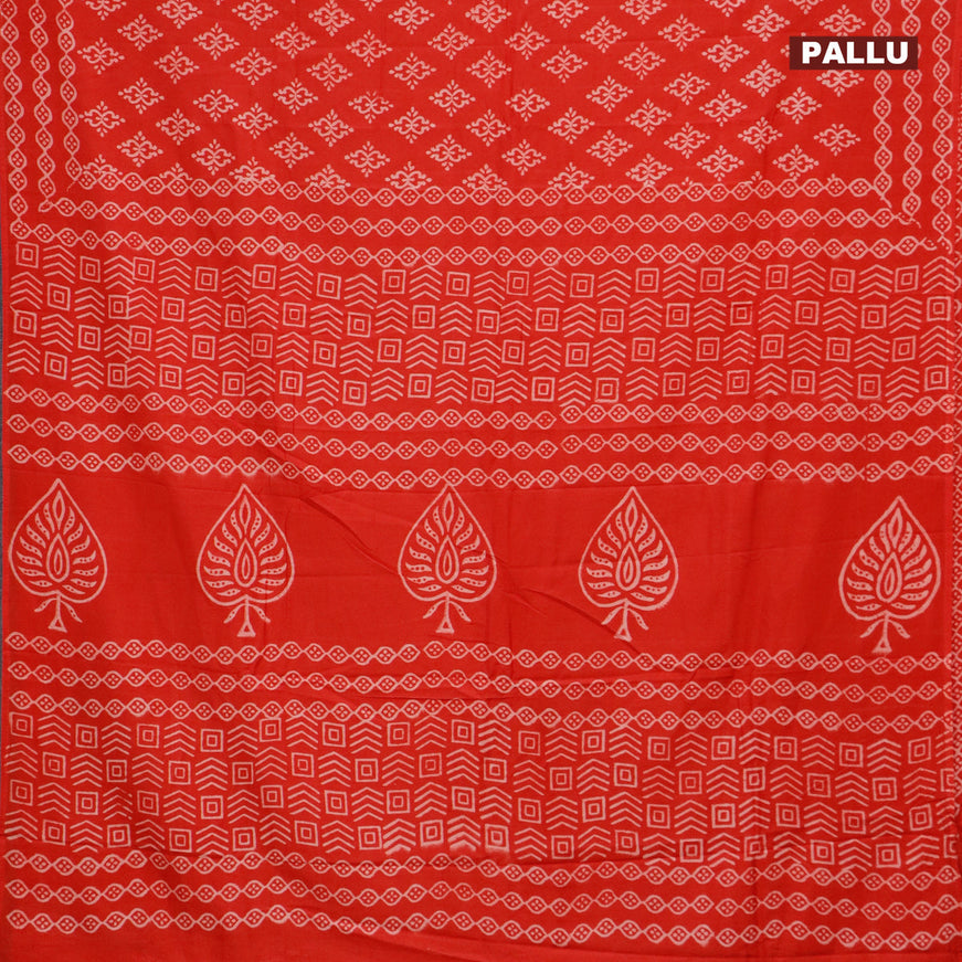 Pashmina silk saree red with butta prints and printed border