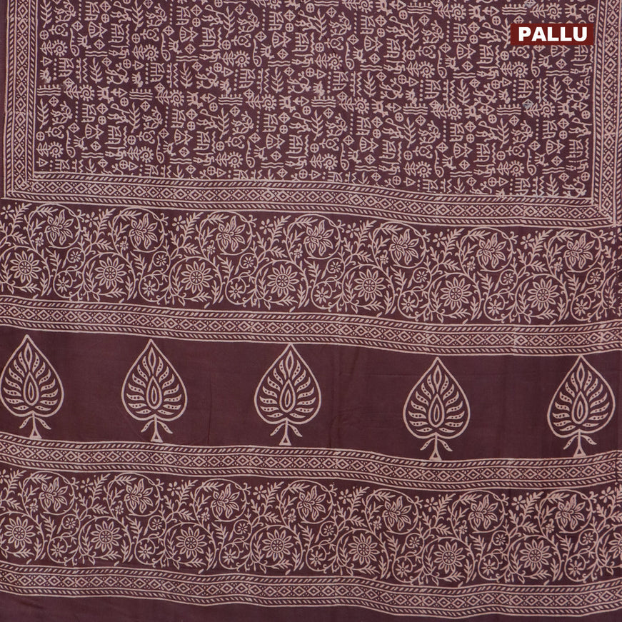 Pashmina silk saree brown with allover warli prints and printed border