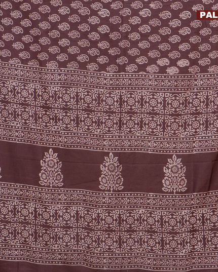 Pashmina silk saree brown with allover butta prints and printed border