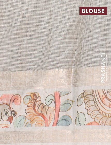 Kota saree beige with allover digital prints and rettapet zari woven border