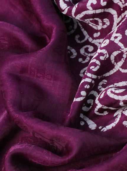 Semi crepe saree wine shade with allover self emboss and batik printed border