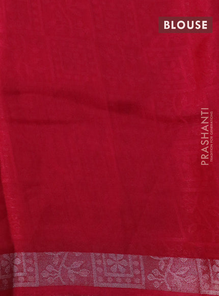 Semi crepe saree tomato pink with allover self emboss and batik printed border