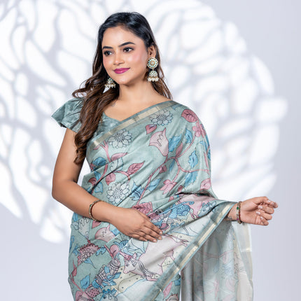 Semi Tussar Printed Sarees