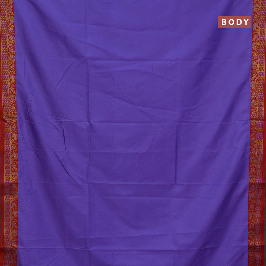 Semi banarasi katan saree lavender shade and red with plain body and zari woven border