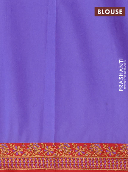 Semi banarasi katan saree lavender shade and red with plain body and zari woven border