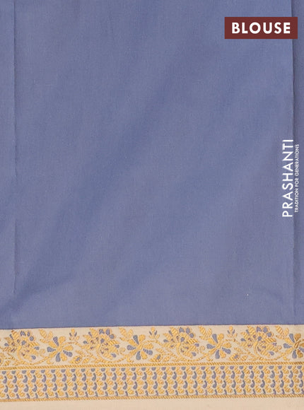 Semi banarasi katan saree grey and beige with plain body and zari woven border