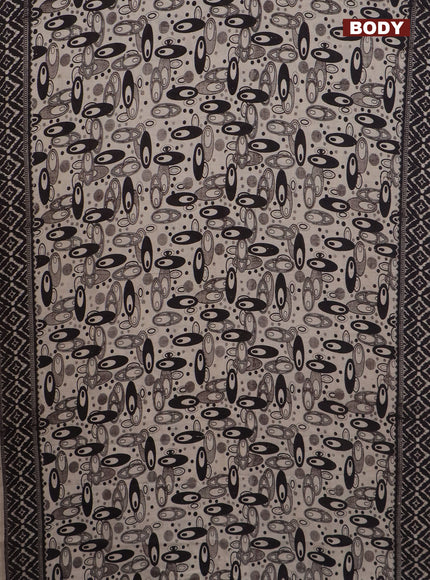 Kalamkari cotton saree beige and black with geometric prints and printed border