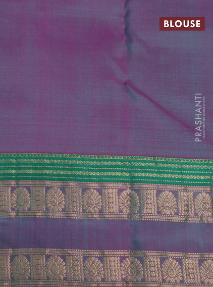 Pure kanchipuram silk saree light blue and dual shade of pink with zari woven buttas and rettapet zari woven border