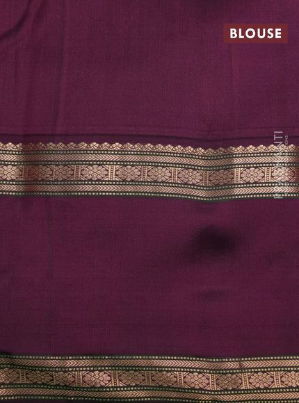 Pure kanchipuram silk saree magenta pink and wine shade with zari woven buttas and rettapet zari woven border