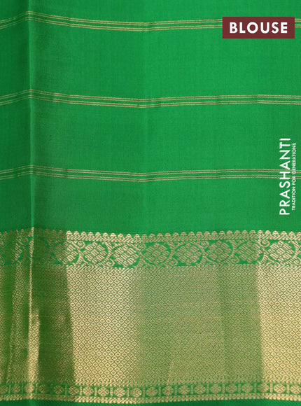 Pure kanchipuram silk saree deep jamun and green with allover zari checks & buttas and zari woven border