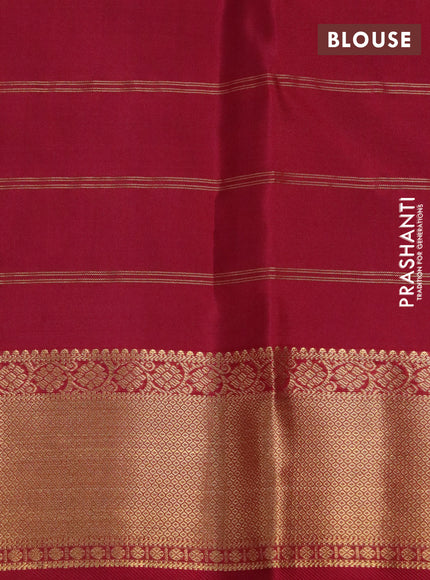 Pure kanchipuram silk saree green and maroon with allover zari checks & buttas and zari woven border