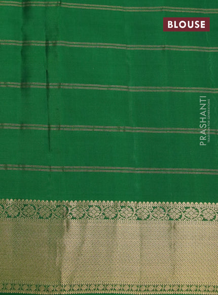 Pure kanchipuram silk saree yellow and green with allover zari checks & buttas and zari woven border