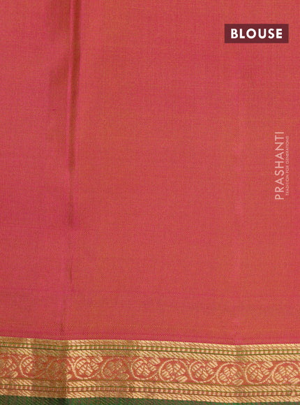 Pure kanchipuram silk saree light green and pink with zari woven buttas and zari woven border