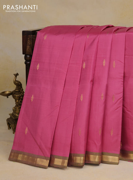 Pure kanchipuram silk saree pink shade and dual shade of green with zari woven buttas and zari woven border