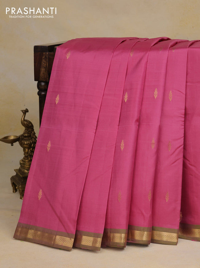 Pure kanchipuram silk saree pink shade and dual shade of green with zari woven buttas and zari woven border