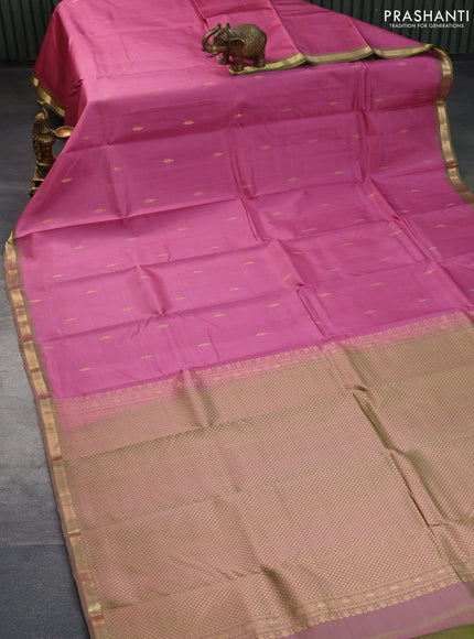 Pure kanchipuram silk saree pink shade and dual shade of green with zari woven buttas and zari woven border