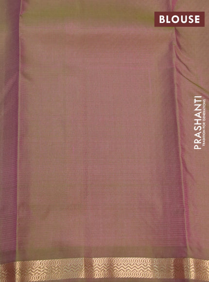 Pure kanchipuram silk saree pink shade and dual shade of green with zari woven buttas and zari woven border