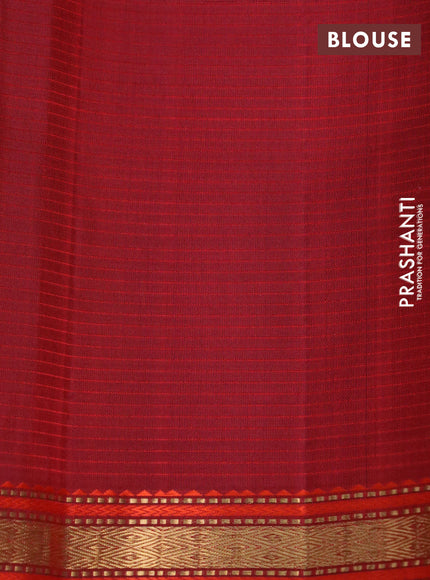 Pure kanchipuram silk saree dual shade of mustard and maroon with allover stripes pattern and zari woven border