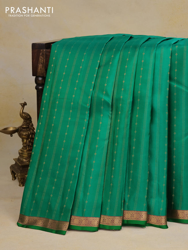 Pure kanchipuram silk saree green with allover zari weaves and zari woven border