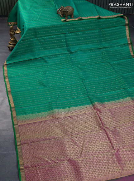 Pure kanchipuram silk saree green with allover zari weaves and zari woven border