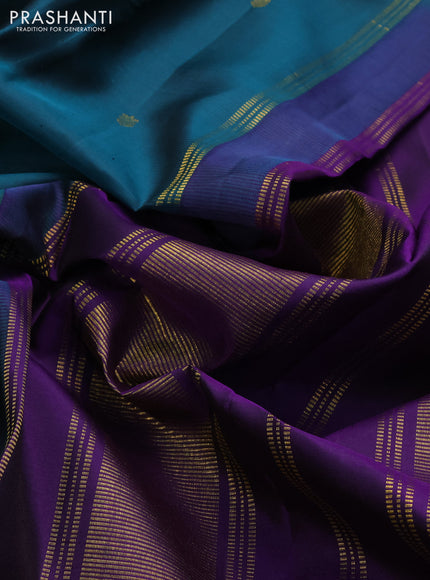 Pure kanchipuram silk saree peacock green and maroon with zari woven buttas and zari woven border