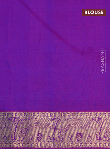 Pure kanchipuram silk saree royal blue and dual shade of purple with zari woven buttas and rich zari woven border