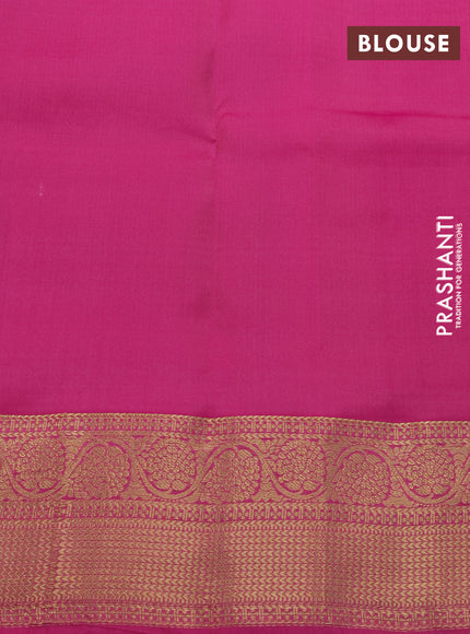 Pure kanchipuram silk saree orange and pink with zari woven buttas and zari woven border