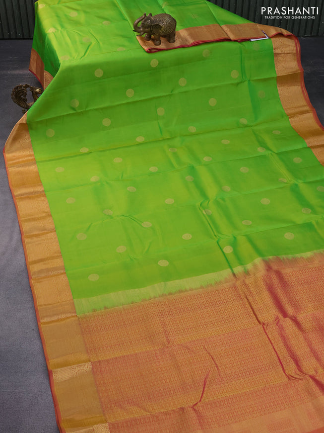 Pure kanchipuram silk saree light green and dual shade of pink with zari woven buttas and rich zari woven border