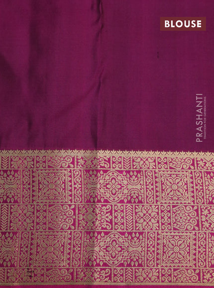 Pure kanchipuram silk saree black and pink with zari woven buttas and rich zari woven border