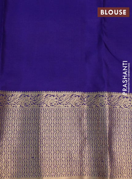 Pure kanchipuram silk saree blue with zari woven buttas and rich zari woven border