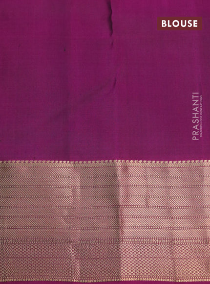 Pure kanchipuram silk saree deep maroon and purple with allover zari woven buttas and rich zari woven border