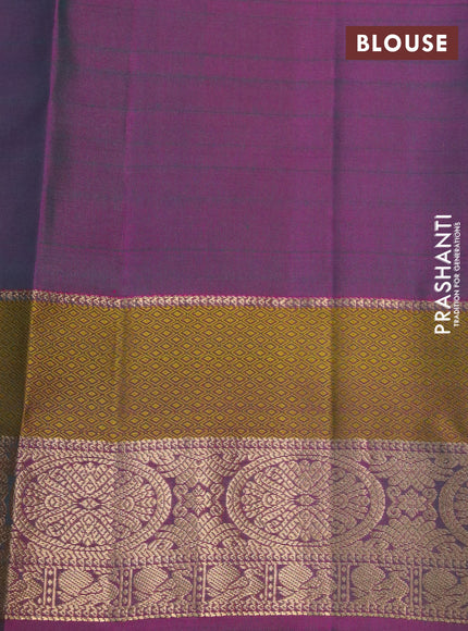 Pure kanchipuram silk saree teal green and purple with zari woven buttas and rich zari woven border