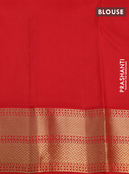 Pure kanchipuram silk saree mustard yellow and red with zari woven buttas and zari woven korvai border