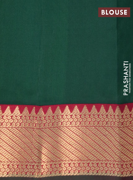 Pure kanchipuram silk saree blue and maroon with zari woven buttas and zari woven korvai border