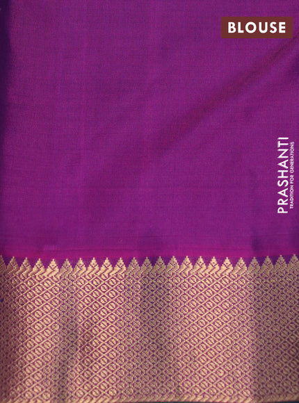 Pure kanchipuram silk saree blue and purple with zari woven buttas and zari woven border