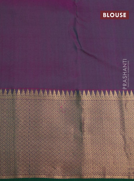 Pure kanchipuram silk saree peacock green and dual shade of purple with zari woven buttas and rich zari woven border