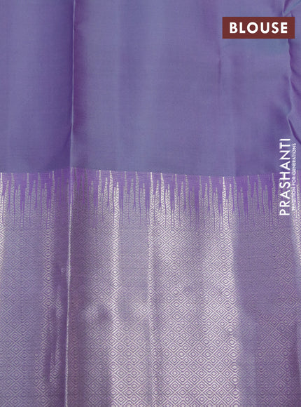 Pure kanchipuram silk saree dual shade of grey with silver zari woven buttas and silver zari woven border