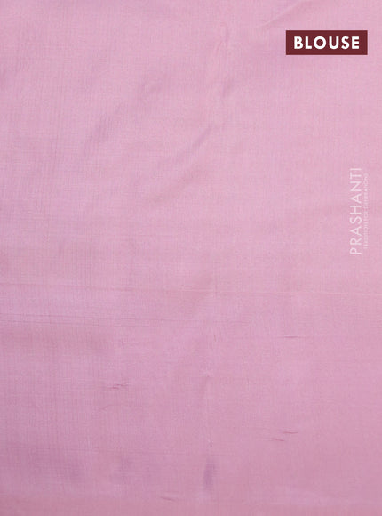 Pure kanchipuram silk saree pastel green and pastel pink with allover zari checked pattern and simple border