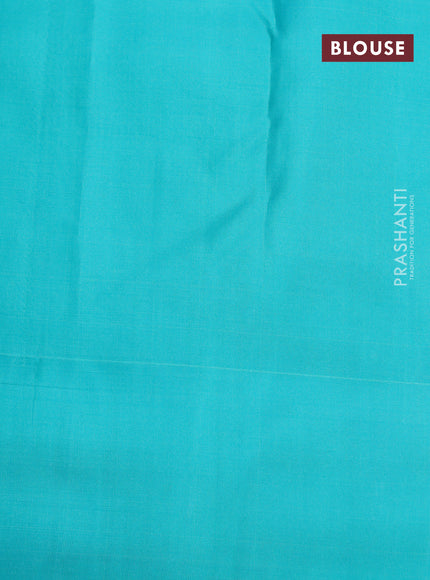 Pure kanchipuram silk saree pastel pink and teal green with allover zari checked pattern and simple border