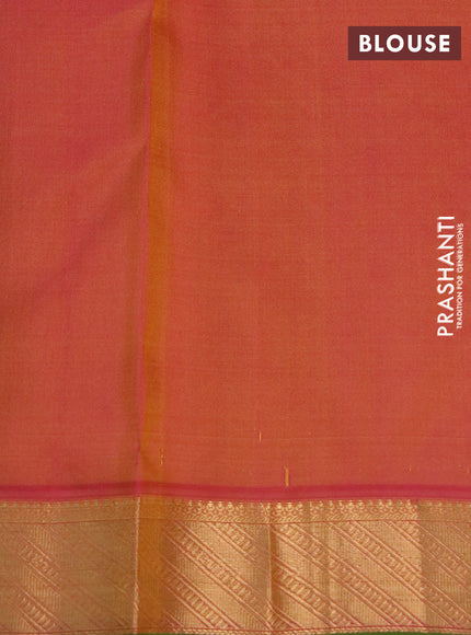 Pure kanchipuram silk saree yellow and green with zari woven 1000 buttas and zari woven border